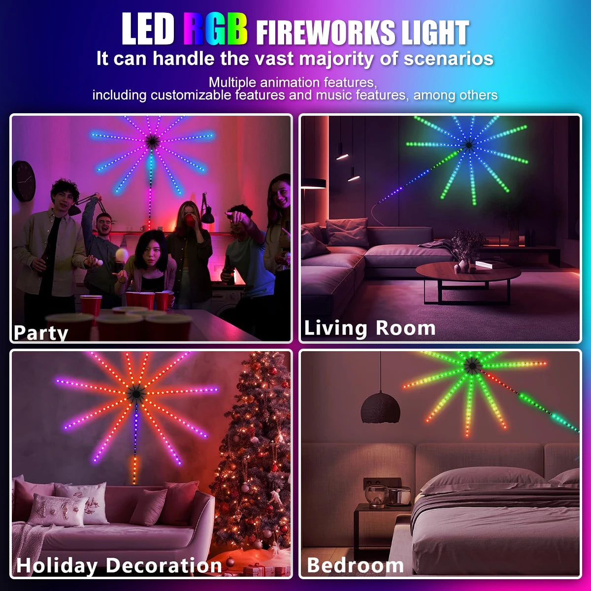 [COMPRE 1 LEVE 2] Fita de Luz Fireworks RGB — Atmosfera de Natal, Festas e Parede com Efeito Musical