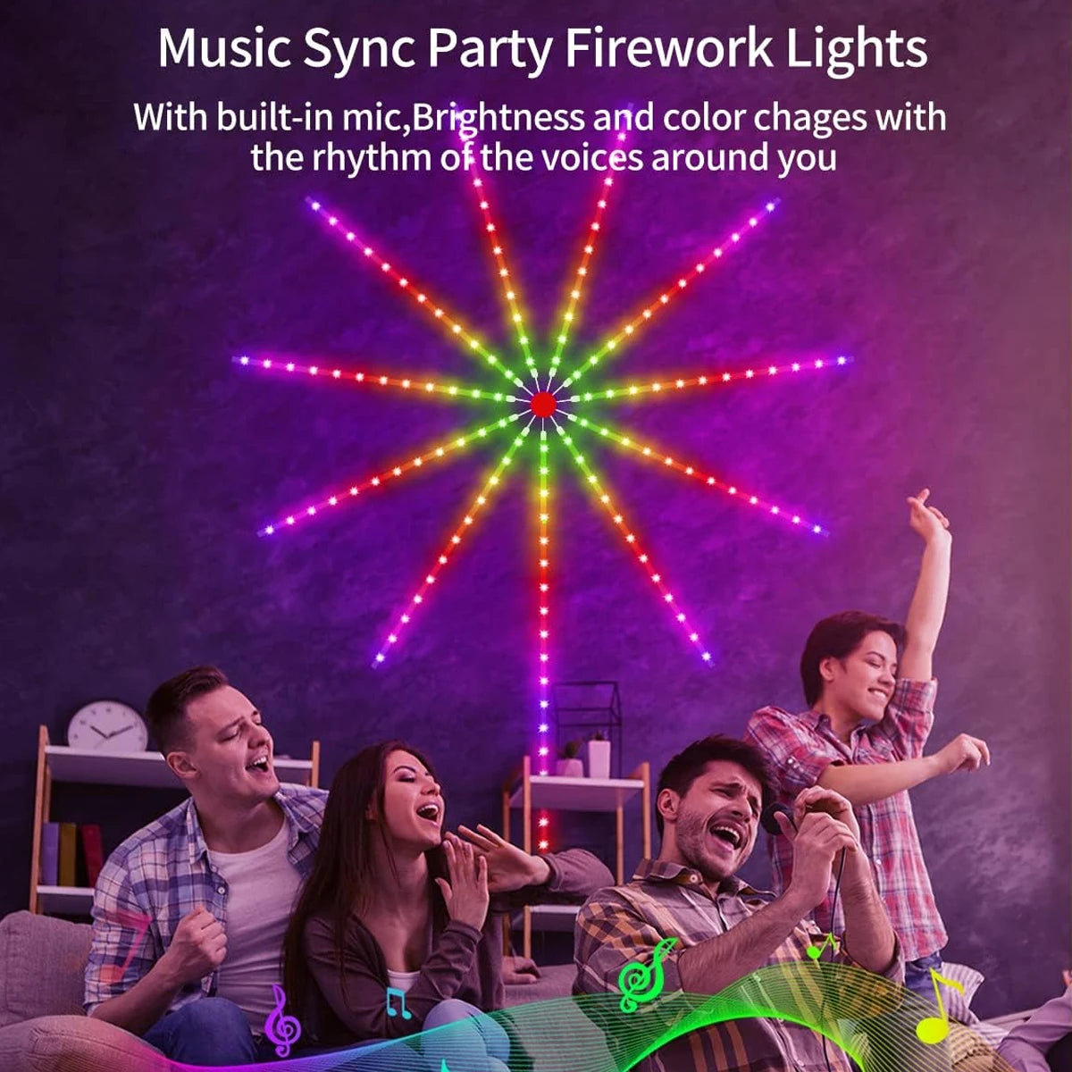 [COMPRE 1 LEVE 2] Fita de Luz Fireworks RGB — Atmosfera de Natal, Festas e Parede com Efeito Musical